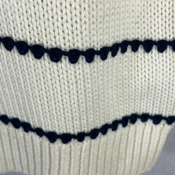 Madewell Sweater Womens Size L Textured Cotton Crewneck Ivory Navy Stripe NWT - Picture 3 of 10